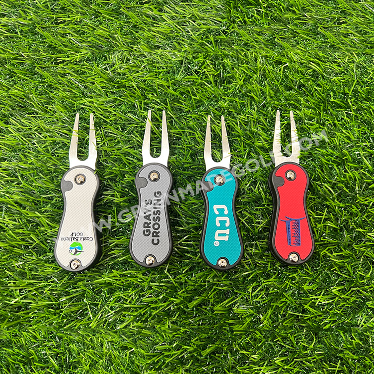 Stainless Steel Golf Divot Repair Tool Golf Pitch Fork High Quality Multi-function Metal Golf Divot Repair Tool Logo Customized