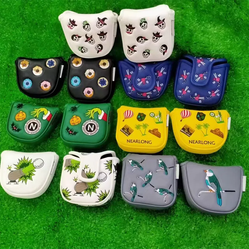 Custom Golf Head Covers PU Leather Mallet Putter Cover with Magnetic Closure Club Protection