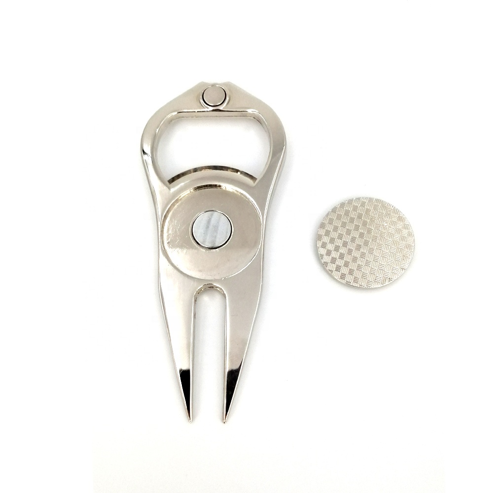 In Stock Bulk Hot Sale Custom Multifunctional Zinc Alloy Golf Divot Repair With Convenient Bottle Opener And Ball Marker
