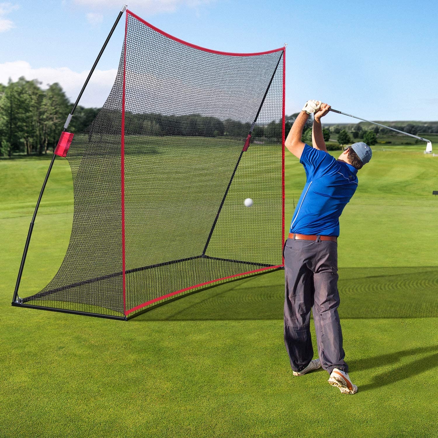 10 X 7 Portable Outdoor Indoor Training Chipping Nets Golf Practice Net with Practice Mat