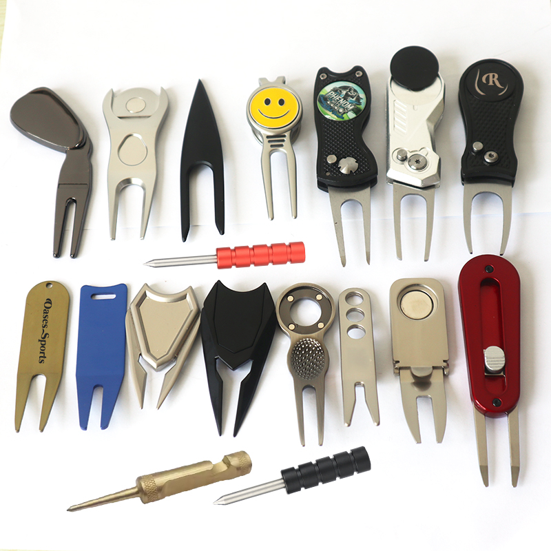 Quality Custom Metal Golf Ball Marker Laser Engraved Pitchfork Repair Golf Divot Tool