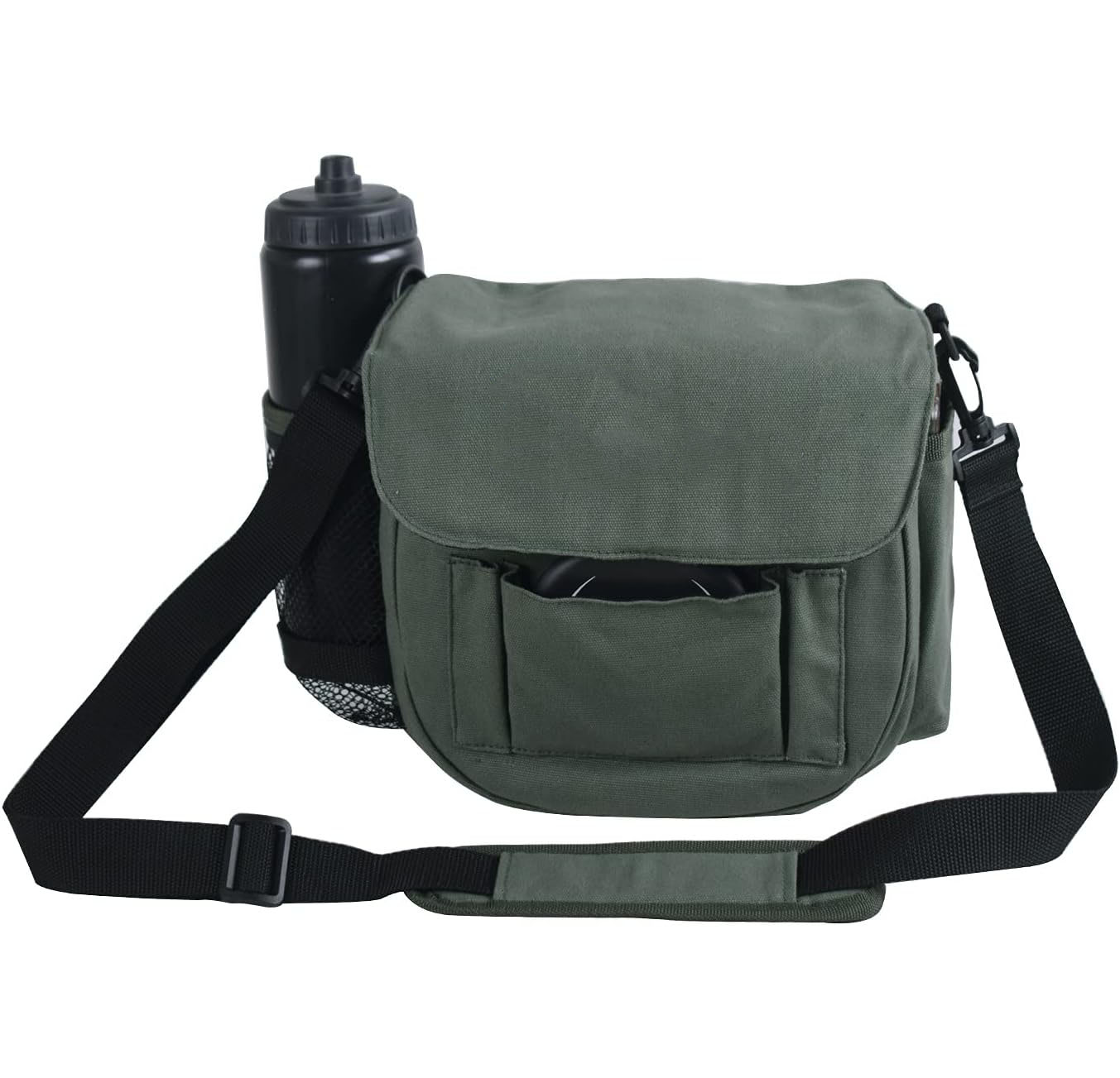 Portable Lightweight Durable Canvas Disc Golf Bag 6+ Disc Capacity Water Bottle Holder Accessory Slots