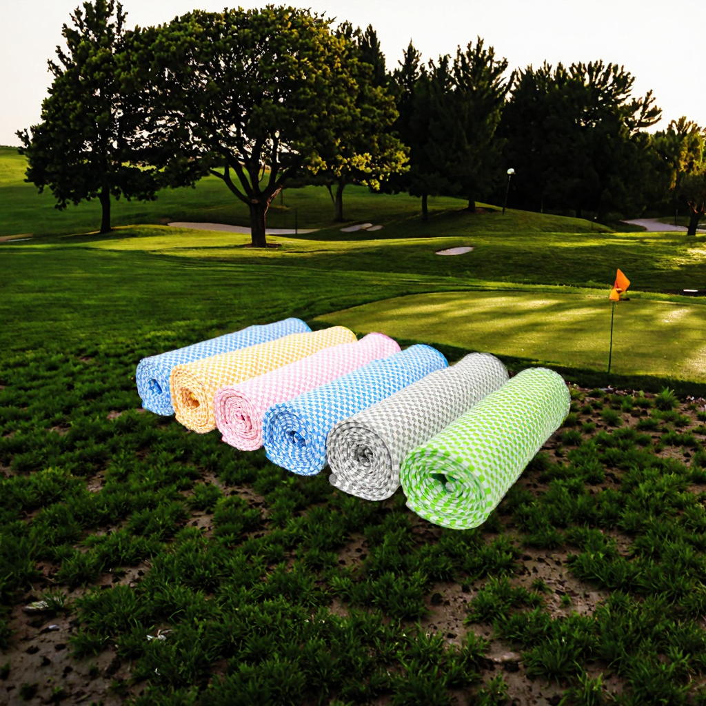 Custom Mini Belt Double Sided Knitted Brush Cleaner Magnetic Golf Towel Clip Bag Sublimation Blank Center Hole Made Microfiber