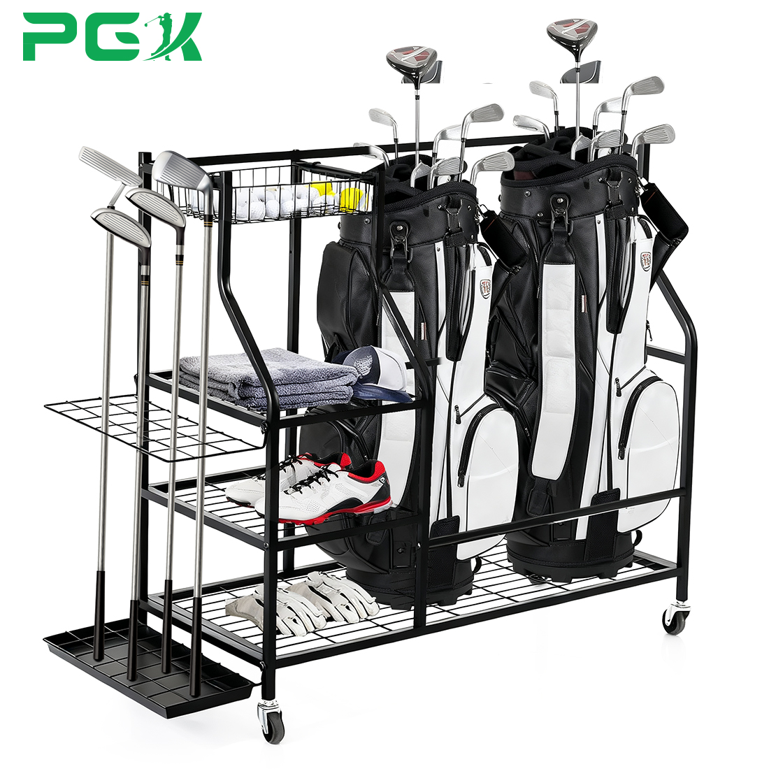 Golf Bag Club Holder Rack Accessories Shelves Ball Storage Stand Golf Bag Storage Rack for Garage