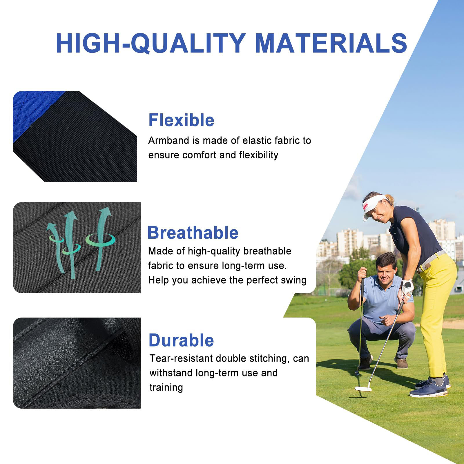 Golf Training Kit with Arm Band Golf Swing Training Aid to Correct Wrist Angle and Develop Muscle Memory for Beginner Golfers