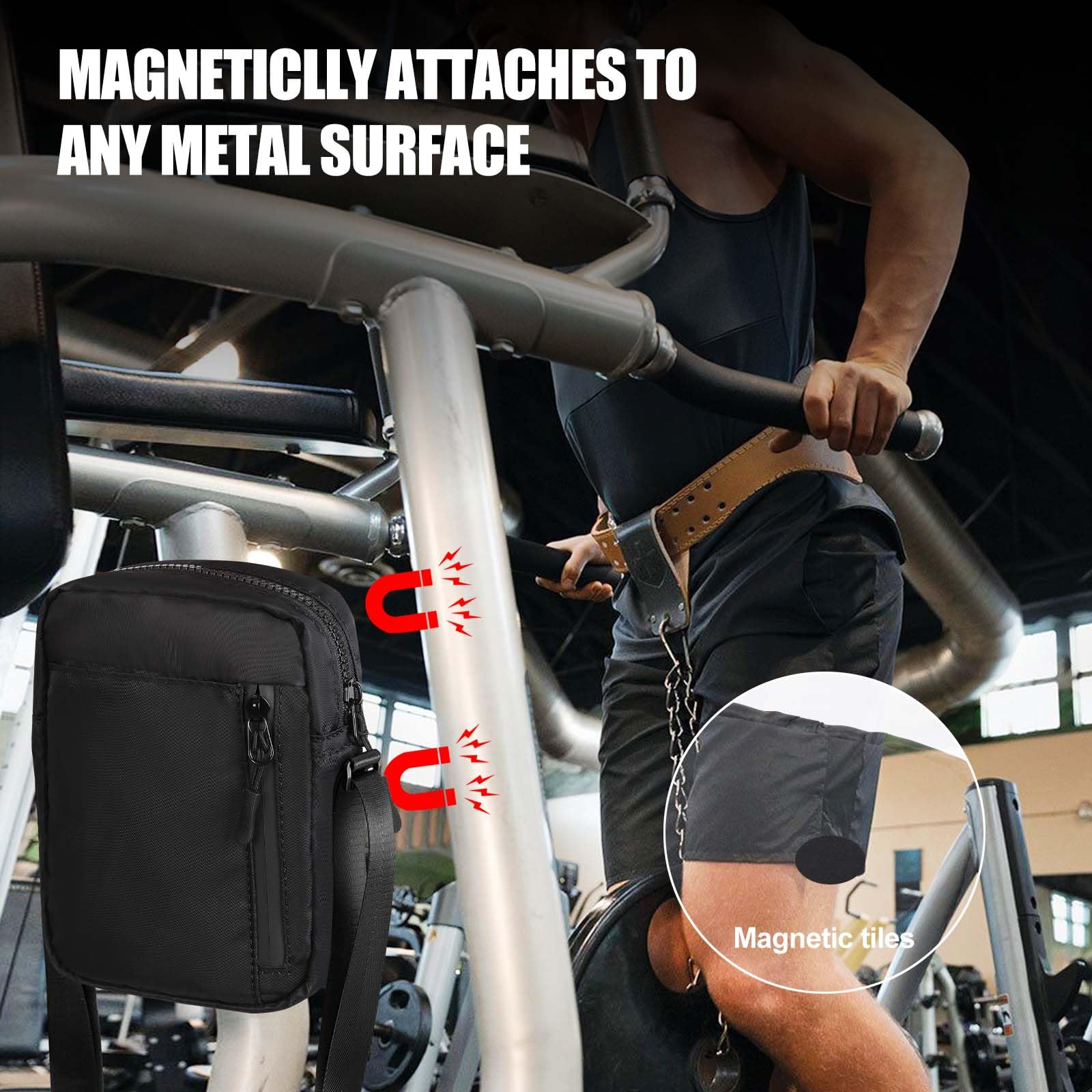 Magnetic Gym Bag for Men Women Small Gym Bag for Women and Men Water Bottle Holder for Gym Golf Tee Pouch Work and Sports