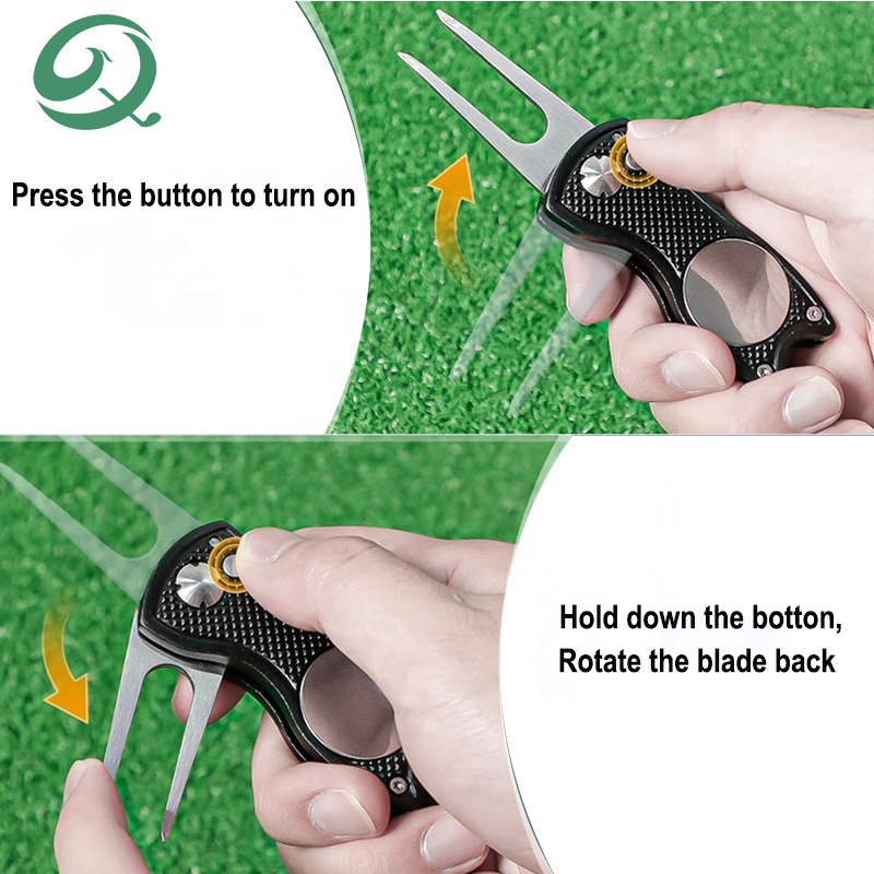 Customized Logo 3 in 1 Golf Club Cleaning Kit Waffle Pattern Tri-fold Golf Towel Set Brush Divot Tool Golf Cleaner Accessories