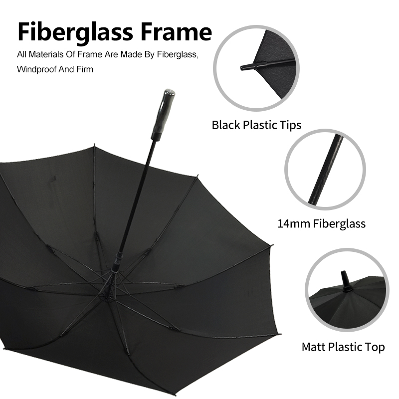 High Quality Auto Open Fiberglass Double Layer Big Vented Custom Strong Storm-proof Windproof Joint Design Golf Umbrella Logo