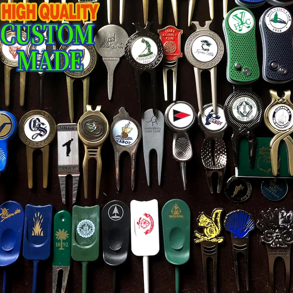 Custom Electroplated Zinc Alloy Golf Divot Tools With Personalized Logos (Cast) For Corporate Events Tournaments &amp; Advertising