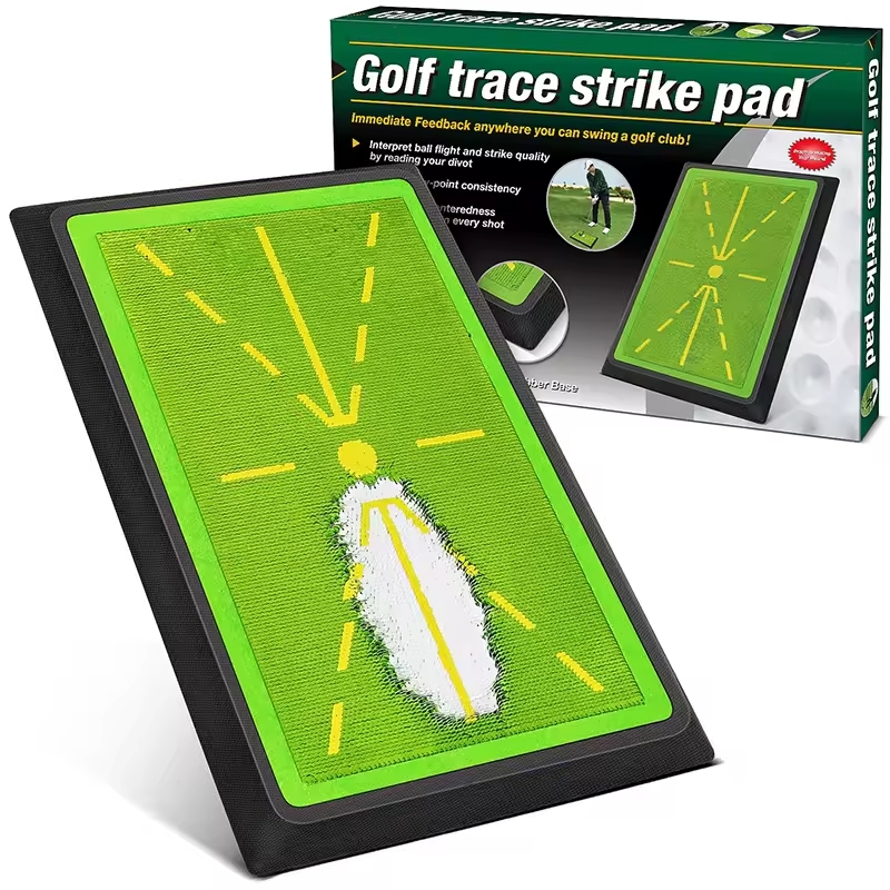 LH Sequin Pearlescent Piece Swing Path Trainer-Instant Feedback Golf Practice Hitting Aid Swing Detection Batting Training Mat