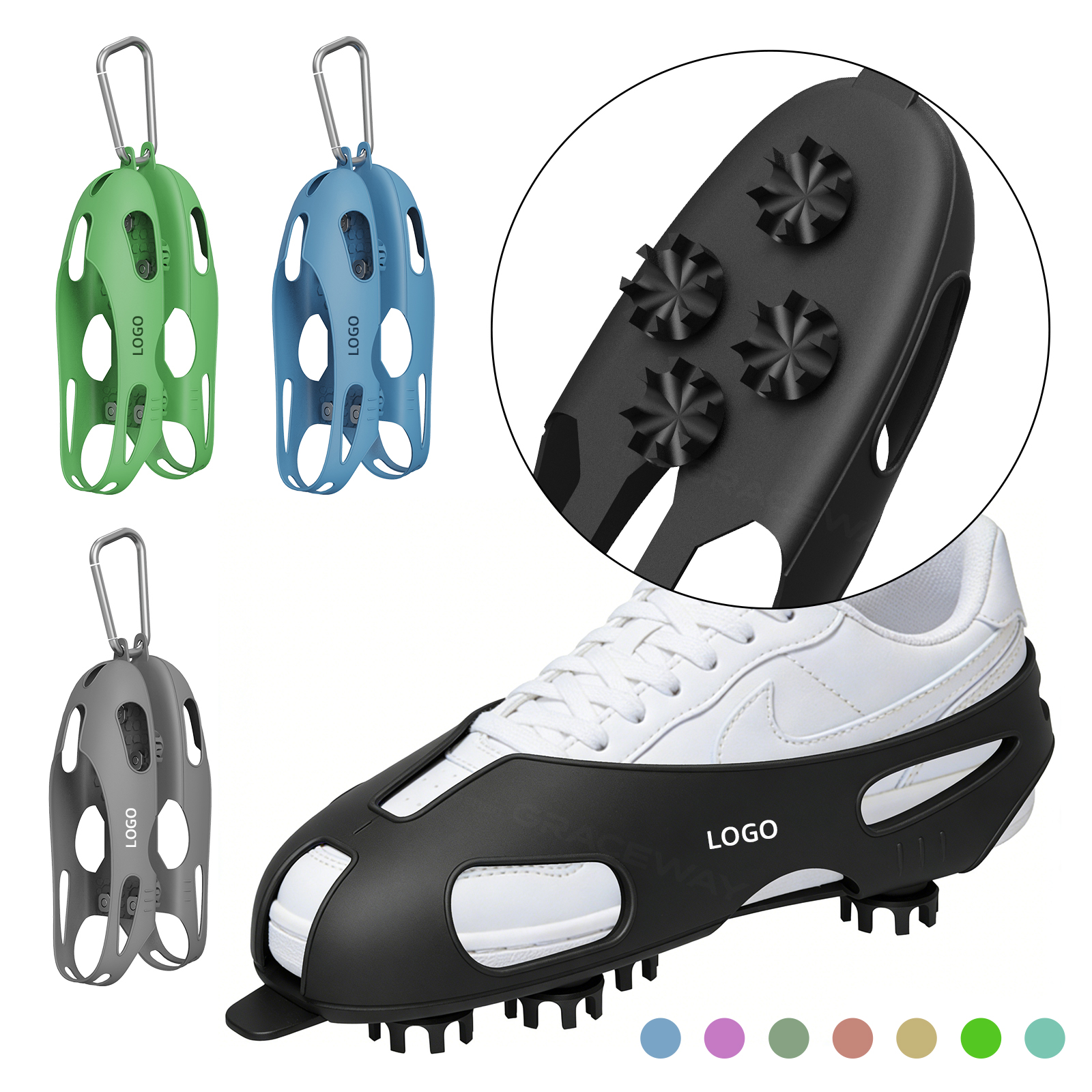 Universal Golf Shoe Cleats Cover Anti Slip Traction Grip Attachment for Golf Training Sports OEM Golf Silicone Shoe Spike Hanger