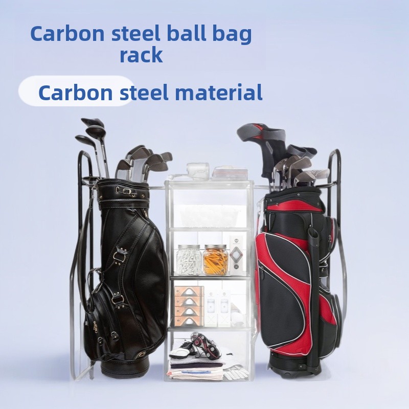 Golf Bag Storage Display Rack Metal Standing Type Non-Folding Ball Bag Rack for Golf Equipment and Tee Display 101.5x38x92.5cm