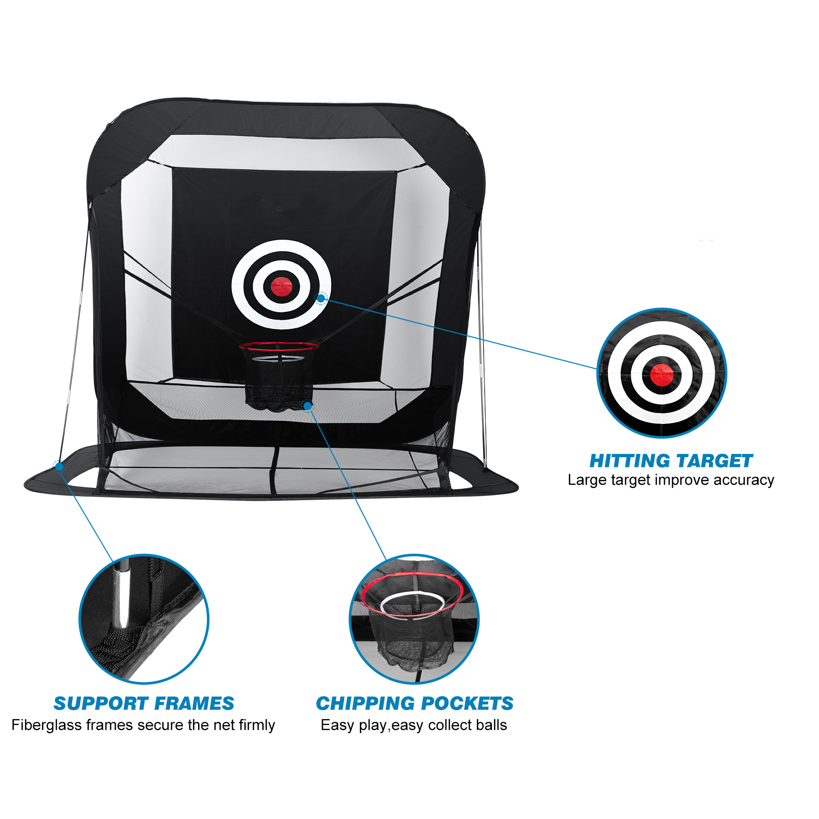 Factory Price Wholesale Custom logo Popular Style Folding Portable Home Garden Golf Hitting Net Black Outdoor Golf Practice Net