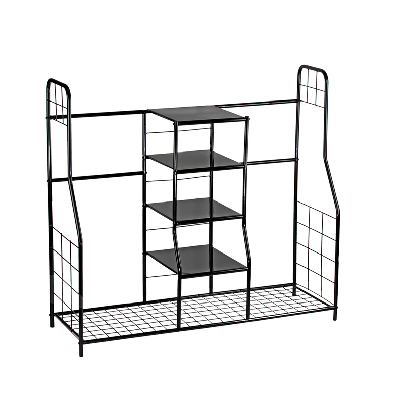 Customized Double Wrought Iron Sports Equipment Storage Rack Metal Baseball Golf Bag Practice Organizer Club Shoe Display