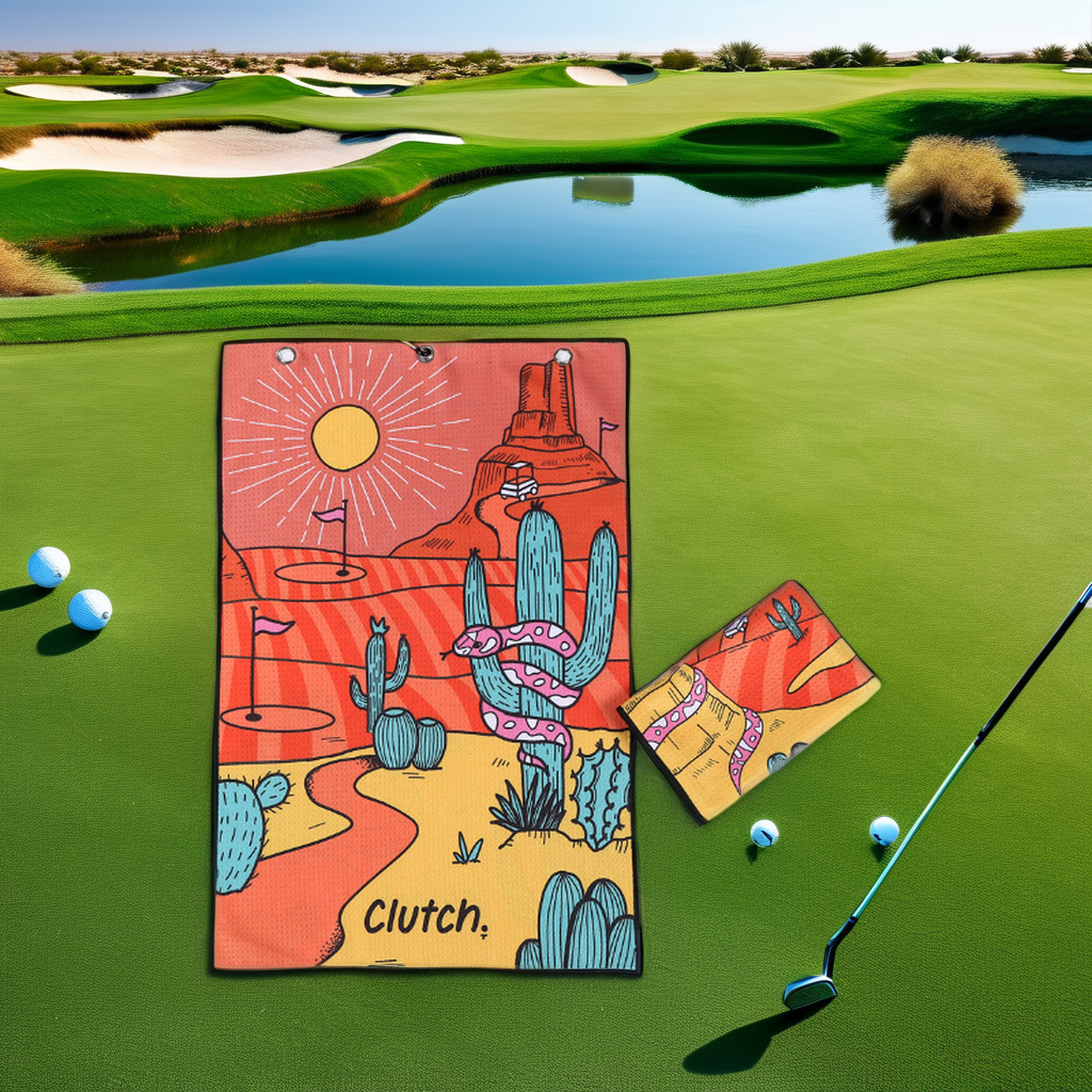 RPET Microfiber Waffle Weave Eco-friendly Sublimation Print OEM/ODM Golf Towel Wiping Golf Ball Accessories with Hook