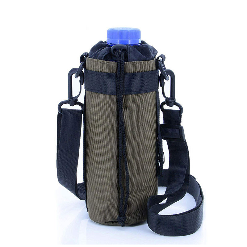 Outdoor Travel Hiking Water Bottle Pouch Sleeve Bag Carrier Bag Holder With Strap Canvas Water Bottle Holder