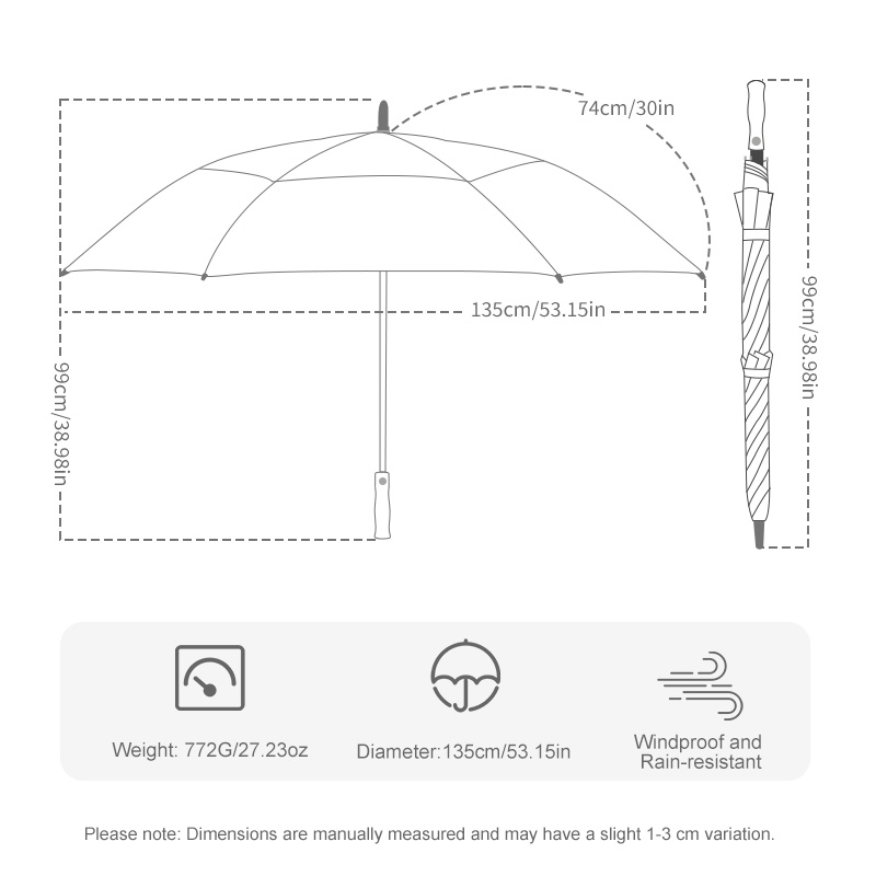 Classic Stick Umbrellas Large Automatic Open UV Protection Waterproof Double Canopy Windproof Custom Golf Umbrella With Logo