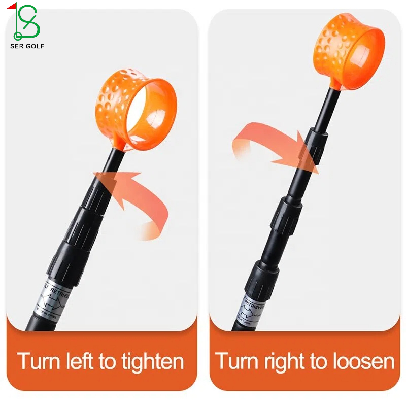 Factory Bulk Price Aluminum Manual Golf Ball Retriever with Telescopic Plastic Head Waterproof Ball Picker