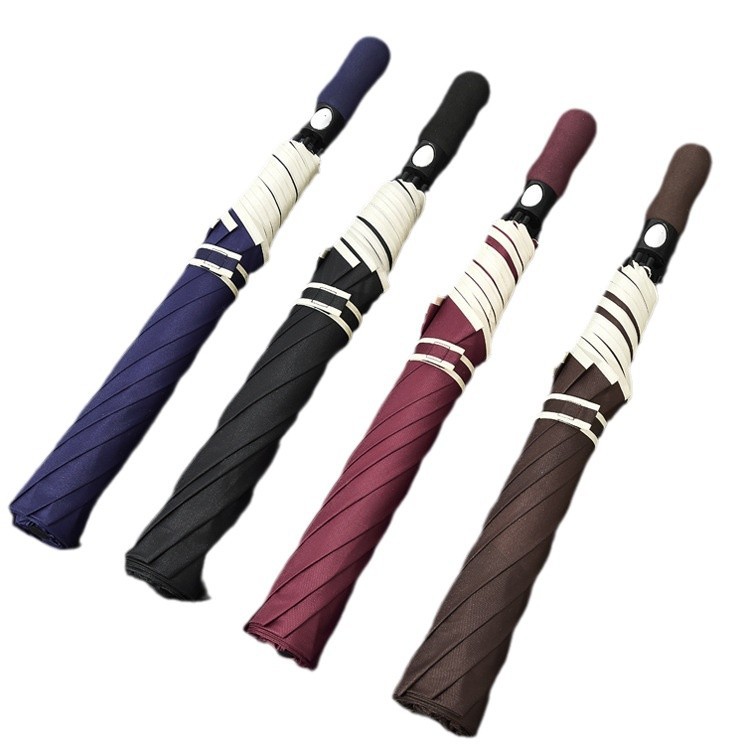 Custom Logo Modern Two-fold Full-automatic Golf Umbrella with UV Protection Anti-wind 12 Bones Ribs Wholesale