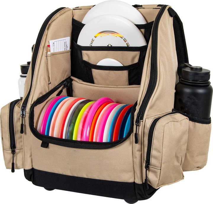 Backpack Grip Disc Golf Bag 20 Disc Capacity Two Deep Storage Pockets Two Water Bottle Holders Frisbee Disc Golf