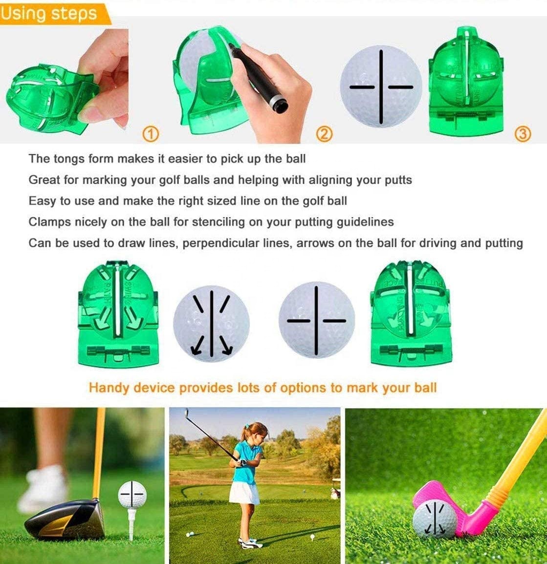 OEM Golf Ball Line Marker Drawing Tool With Pens Set Template Alignment Putting Marking Liner Tools Golf Training Accessories