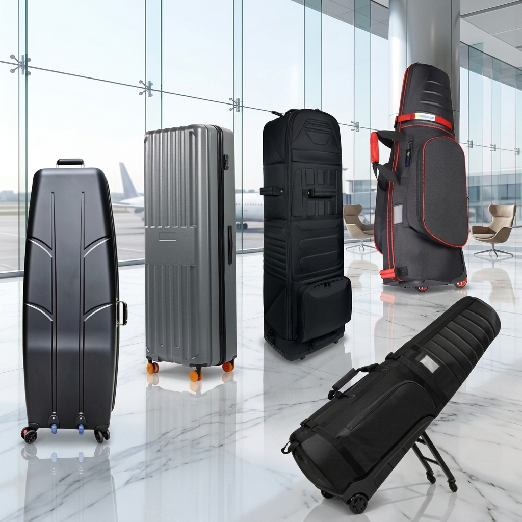 Dericsson Golf Travel Case Custom Golf Travel Bag Hard Case with Wheels Retractable Legs Airline Check-in Protective Golf Bag