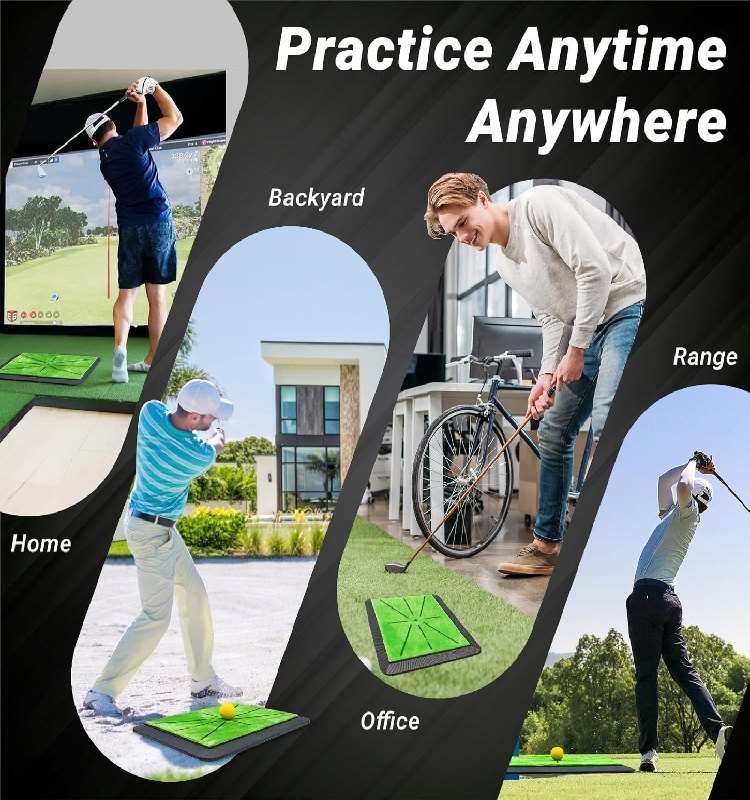 Real Time Swing Feedback Trainer Strike Training Aid Turf Driving Impact Pad Golf Hitting Mat with Divot Board