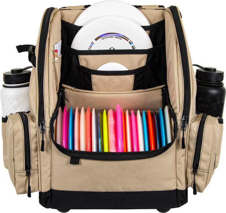 Backpack Grip Disc Golf Bag 20 Disc Capacity Two Deep Storage Pockets Two Water Bottle Holders Frisbee Disc Golf