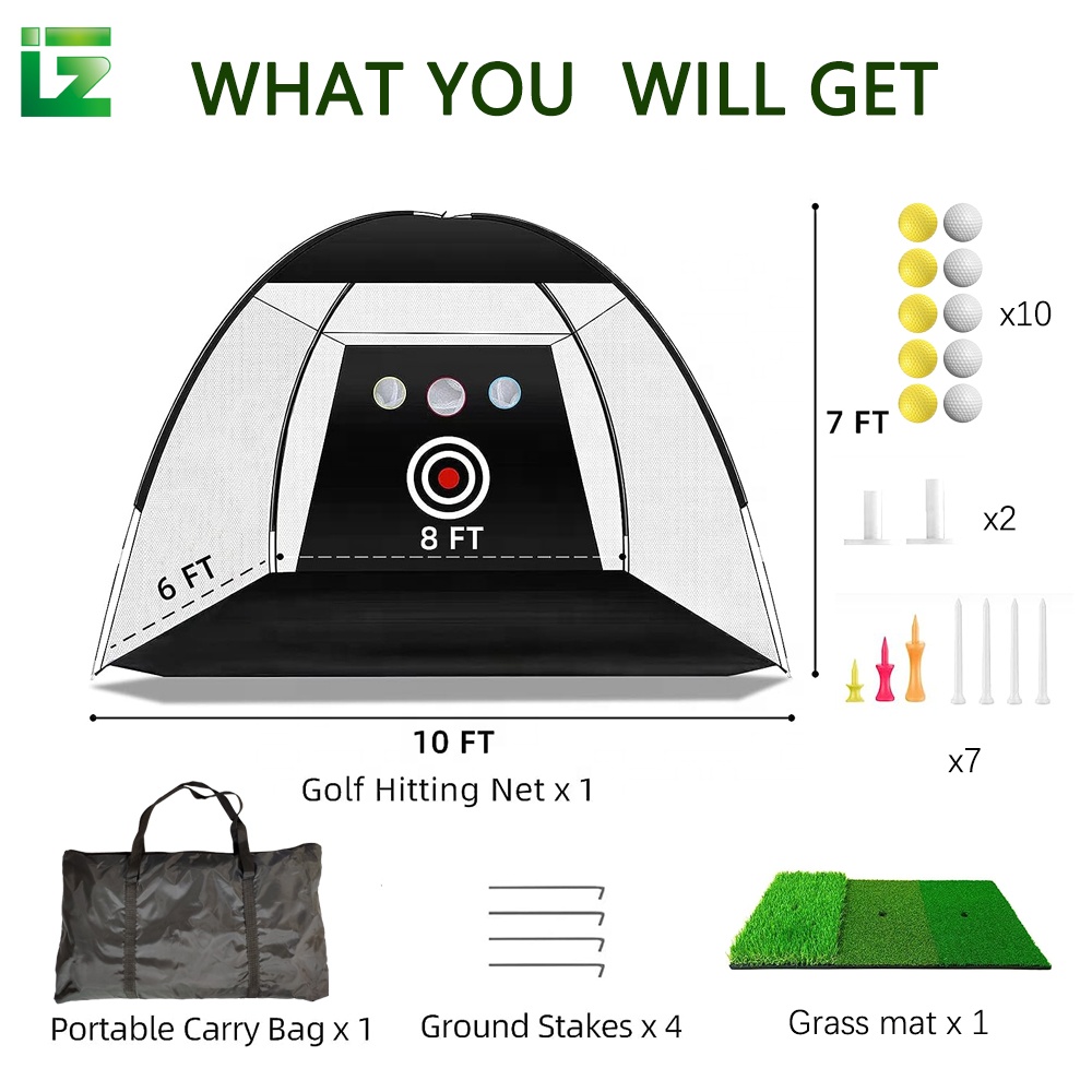 Custom Portable Multi-function Golf Hitting Practice Nets Set Easy Installation Golf Practice Net With Target Cloth