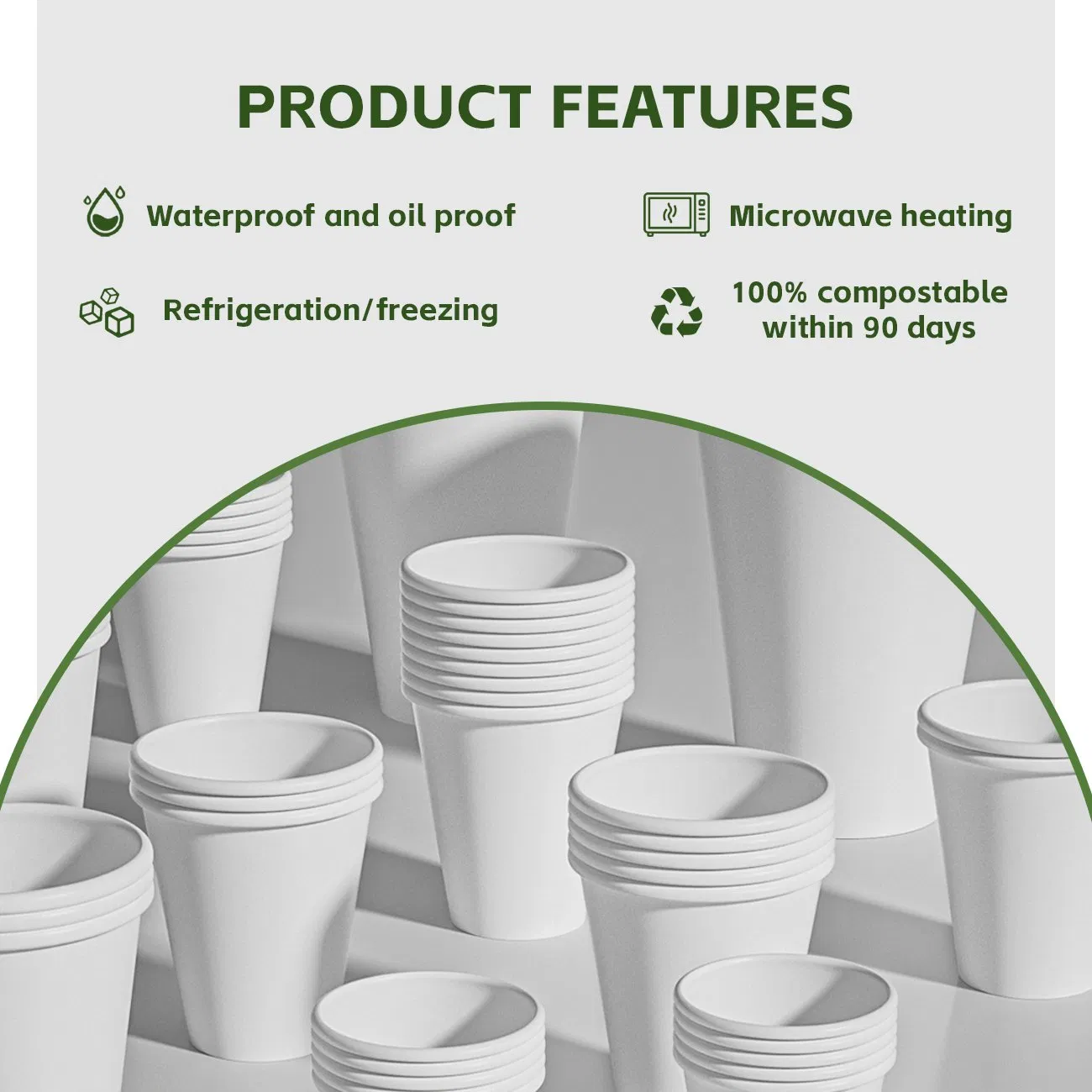 Copos de papel de bambu fibra de bagasse PLA à base de água compostáveis, descartáveis e ecológicos para café com tampa para copo de café, copo de chá, copo para beber