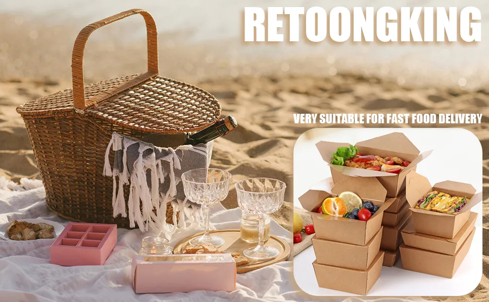 Container de Papel Kraft Ecológico para Comida para Viagem