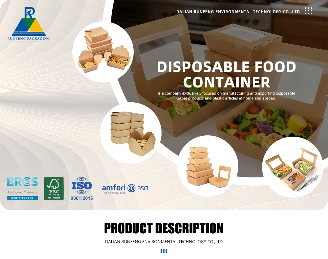 Caixa de Embalagem para Salada de Alta Qualidade, Ecológica, Descartável, de Papel Kraft