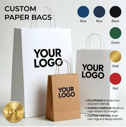 Sacos de papel de compras de presente boutique de vestuário com moldura preta personalizada