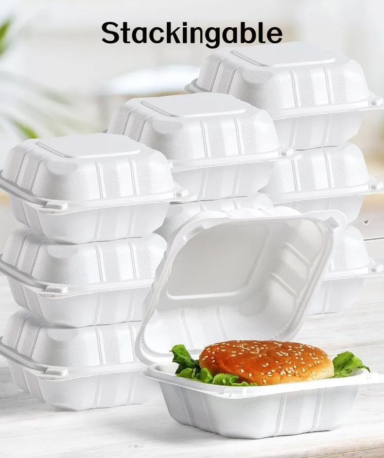 Caixa de Almoço para Viagem Descartável Estilo Americano 5.5*5.5 Polegada para Hambúrguer e Salada Caixa Grossa de Grau Alimentício para Fast Food