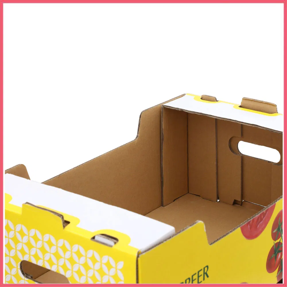 Caixa de papelão ondulado impresso para embalagem de frutas e vegetais como cereja, abacate, abacaxi, tomate, laranja, maçã, limão, manga e banana