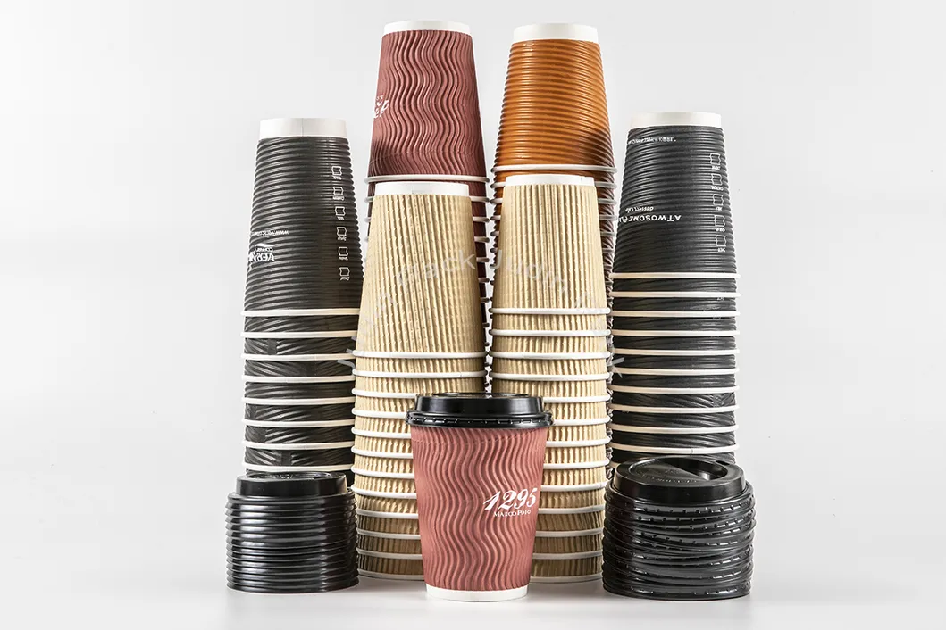 20oz Copo de Papel Descartável para Bebidas Quentes e Frias Ripple Wall
