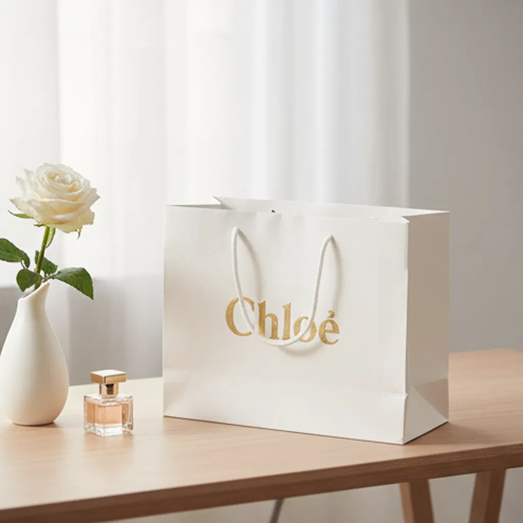 Design de Luxo Personalizado Logotipo Impresso Sacola de Papel Kraft para Presentes