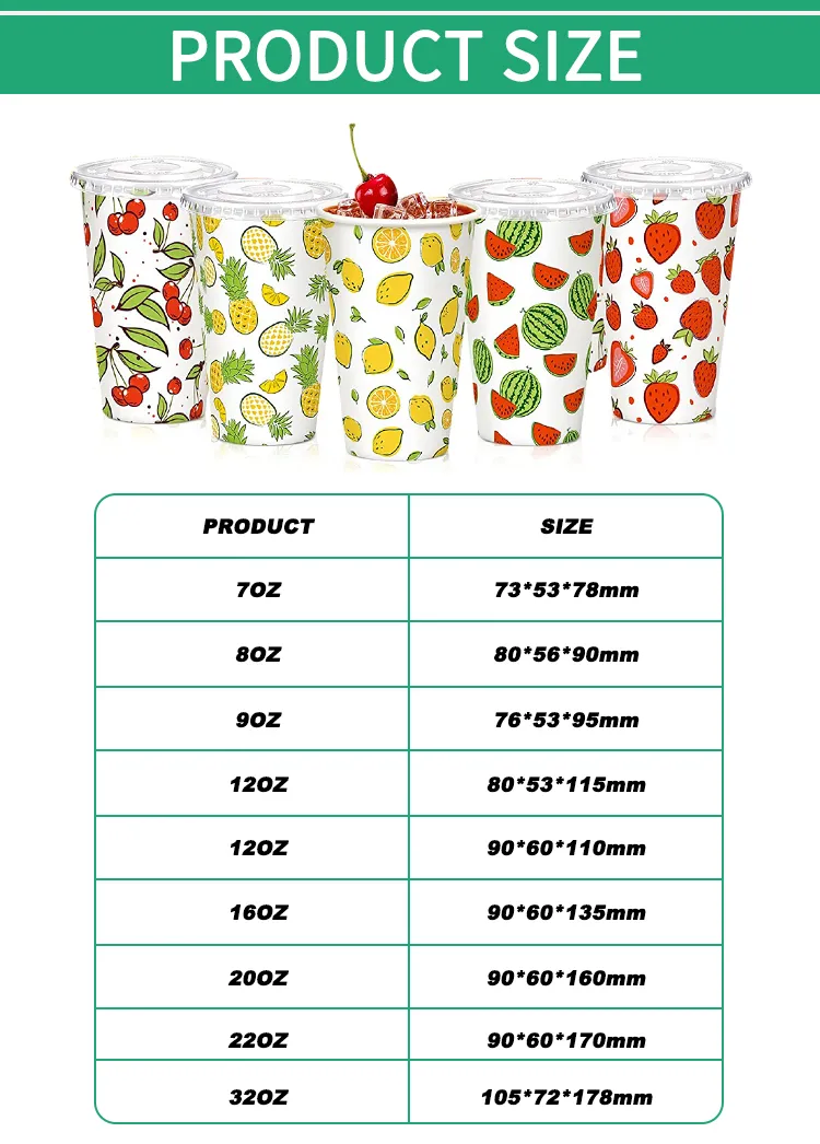 Copo de papel para bebida fria com revestimento descartável de PE