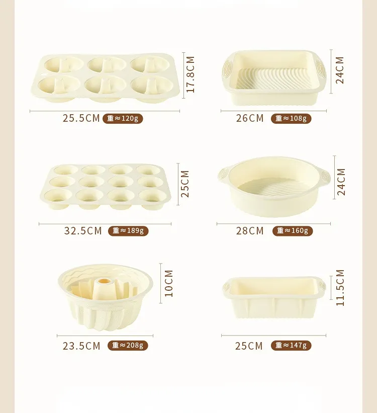 Moldes de Torrada Antiaderente Fácil de Desenformar Molde de Silicone para Bolos Molde para Assar Sobremesas Bandeja para Assar