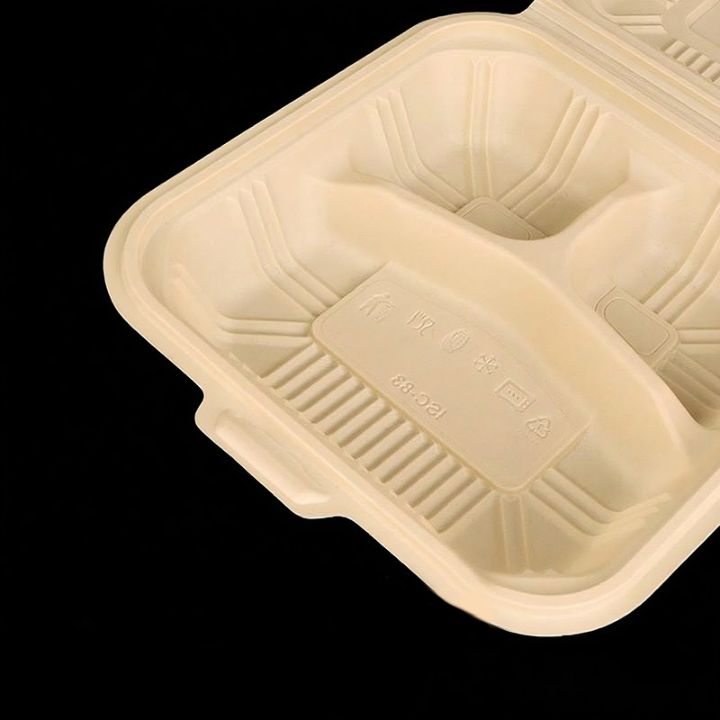 Caixa de Almoço Descartável Ecológica Biodegradável de Amido de Milho para Embalagem de Alimentos 450ml