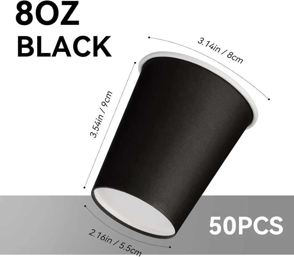 Copos de papel descartáveis personalizados com logo, revestidos com PE biodegradável, de parede simples, para levar