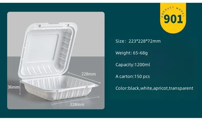 Caixa de Almoço para Viagem Descartável Estilo Americano 5.5*5.5 Polegada para Hambúrguer e Salada Caixa Grossa de Grau Alimentício para Fast Food
