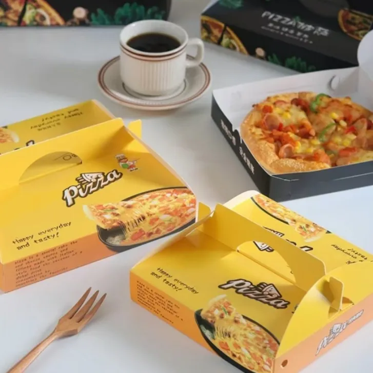 Caixas de Pizza Corrugadas Resistentes a Gordura Recipientes para Transporte de Bolos Biscoitos Artesanato Alimentar