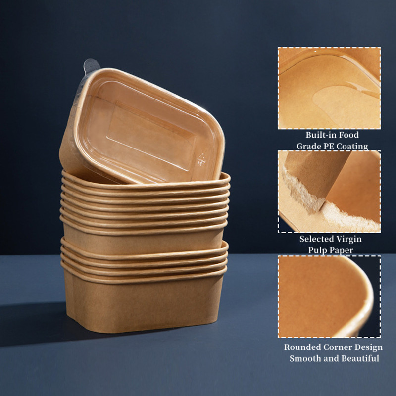 Caixas de Embalagem de Papel para Alimentos Container de Sanduíche Hambúrguer Salada com Tampa Fornecimento Personalizado