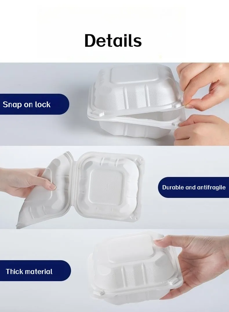 Caixa de Almoço para Viagem Descartável Estilo Americano 5.5*5.5 Polegada para Hambúrguer e Salada Caixa Grossa de Grau Alimentício para Fast Food