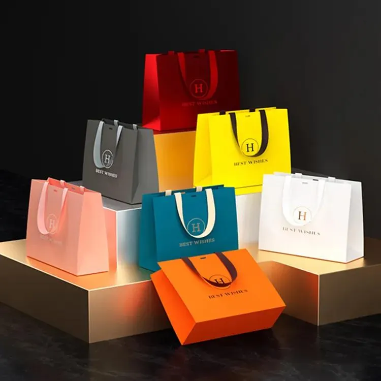 Bolsas de papel kraft brancas personalizadas