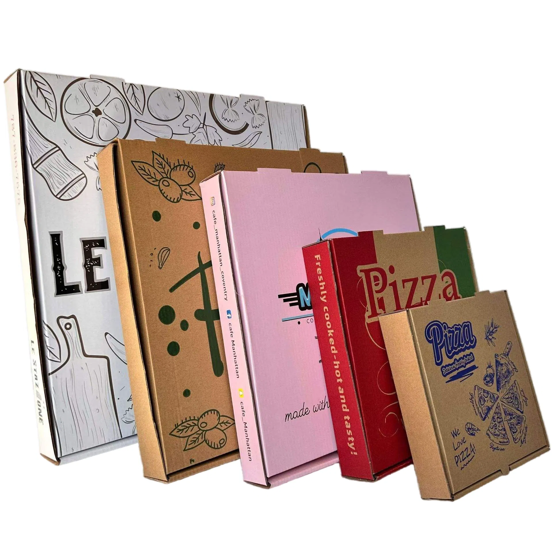 Caixas de Pizza Corrugadas Resistentes a Gordura Recipientes para Transporte de Bolos Biscoitos Artesanato Alimentar