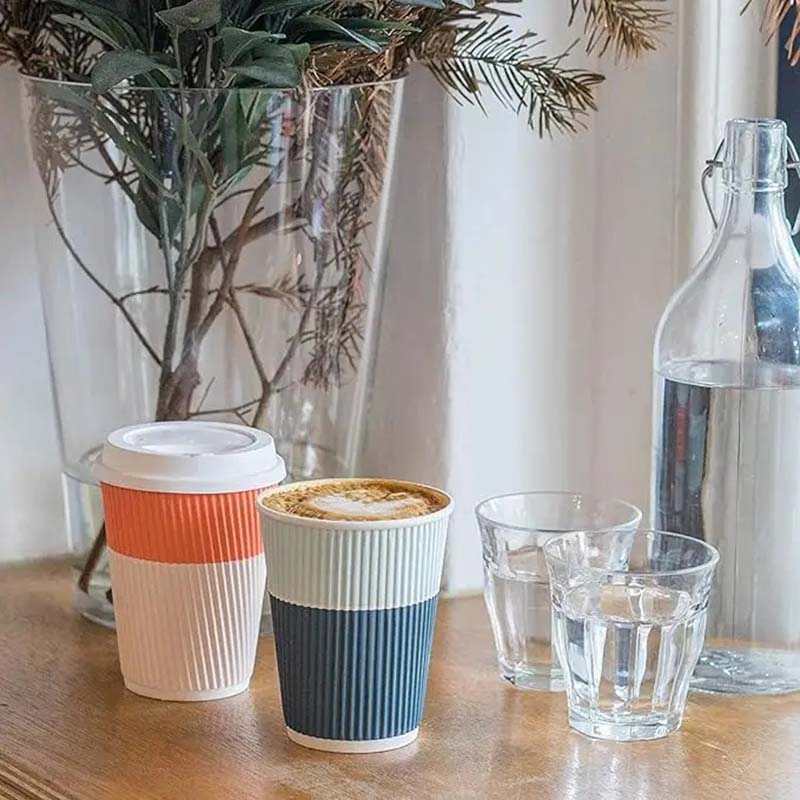 Copo de papel para bebida fria reciclável, bebida quente, ondulado, café