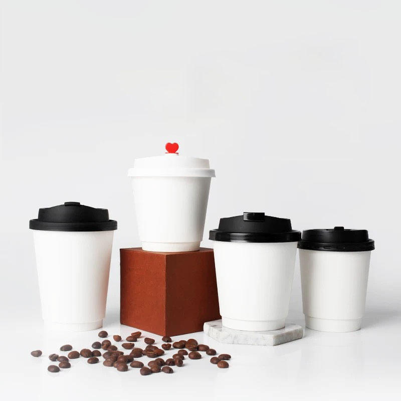 Copo de papel descartável de parede ondulada dupla e simples, feito de fibra de bambu PLA biodegradável e compostável, à base de água, impresso com logotipo personalizado para bebidas como cola, suco e iogurte