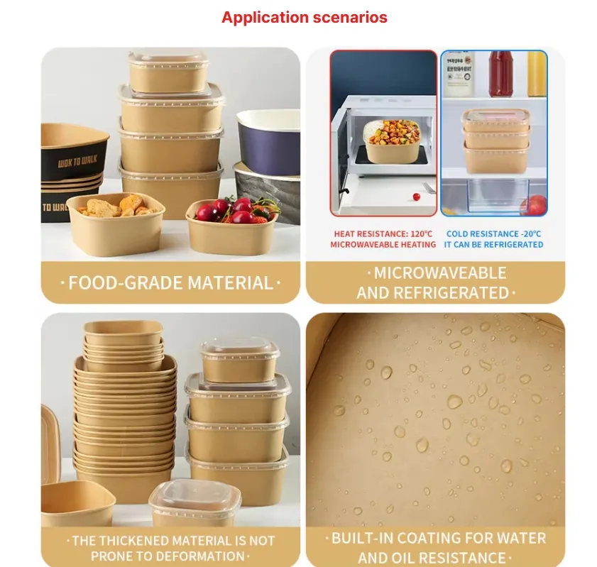 Bowl Quadrado de Papel Kraft Marrom Ecológico para Alimentos